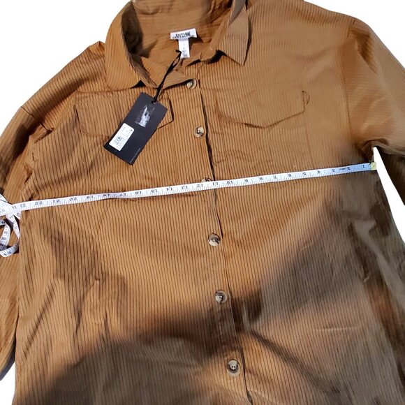 Future Collective Brown Aligne Womens Long Sleeve Button-Down Maxi Shirt Dress S - Picture 4 of 10